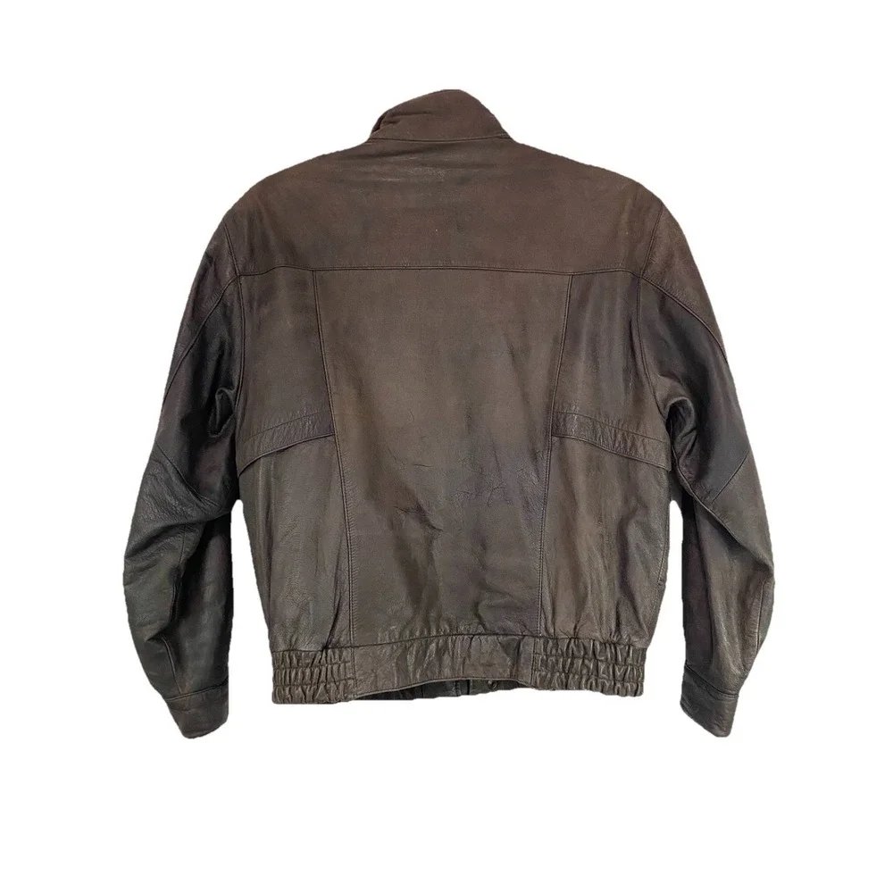 Vintage Men's Genuine Leather Hunting Horn/Bomber Jacket Size M Classic Zip Up